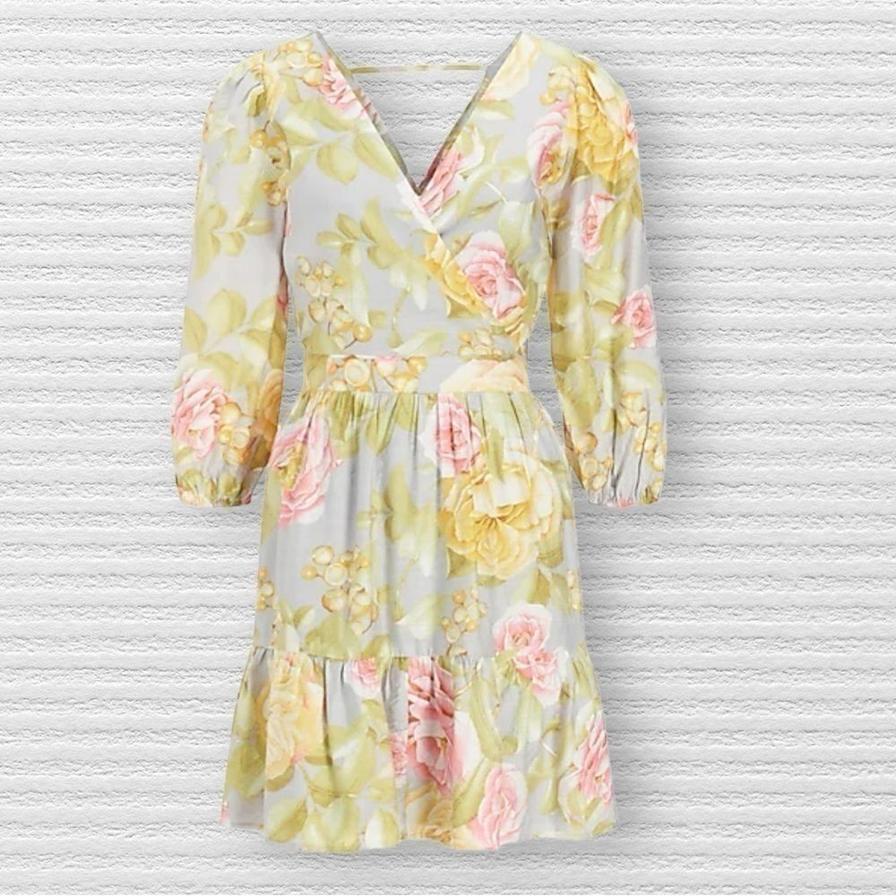 Express Floral Tie Back‎ 3/4 Sleeve Dress